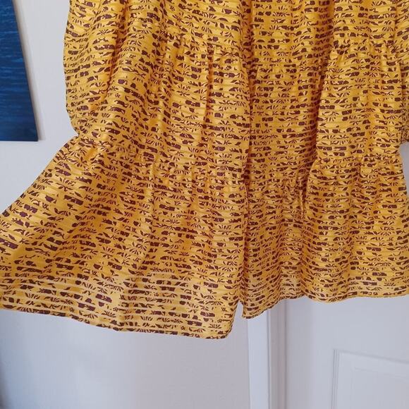 Alice + Olivia Rowen Mini Dress Floral Yellow Maroon M - Picture 8 of 13